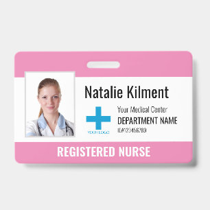 Badge Logo du nom photo de l'employé de l'hôpital rose e