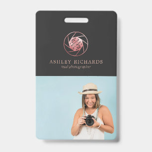 Badge Logo du photographe rose Gold   Balise de nom de l