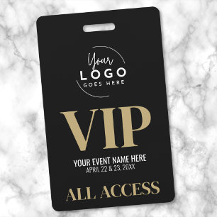 Badge Logo Élégant Noir Or Événement VIP
