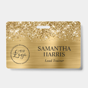 Badge Logo en feuille d'or scintillant