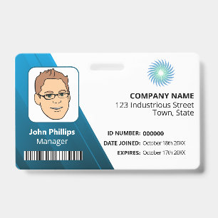 Badge Logo ID Manager Blanc Et Bleu