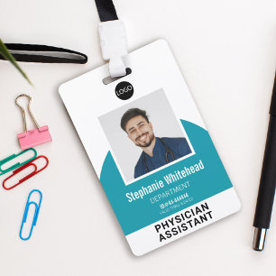 Badge Logo Modèle Nom photo de l'employé ID Turquoise Bl