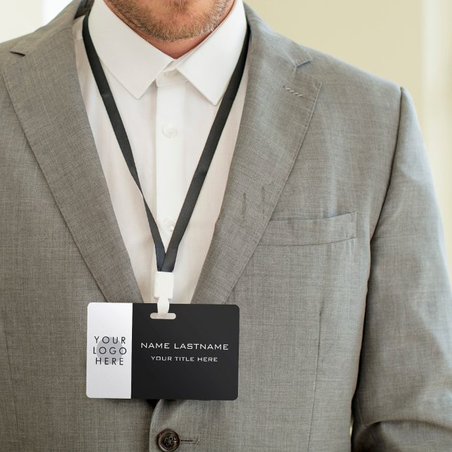 Badge Logo Moderne Basique Noir Blanc Centré Titre Nom (Créateur téléchargé)
