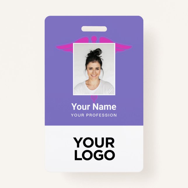 Badge Logo moderne Employé Médecin Infirmière Nom photo  (Devant)
