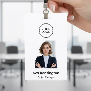 Badge Logo Moderne & Photo   Nom de l'employé personnali