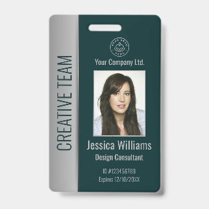 Badge Logo Nom Code Barre Photo Employé Personnalisé Ver