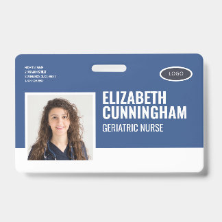 Badge Logo ovale Photo Nom Infirmière Code-barres Horizo