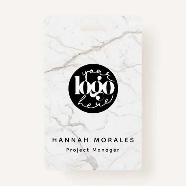Badge Logo personnalisé Marbre blanc Professionnel (Devant)