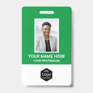 Badge Logo personnalisé Photo de l'employé Vert personna