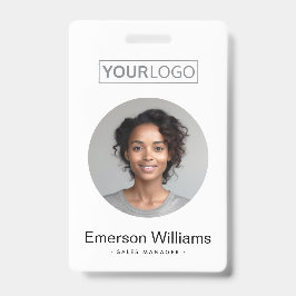 Badge Logo personnalisé photo ronde blanche nom de l'emp