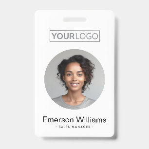 Badge Logo personnalisé photo ronde blanche nom de l'emp
