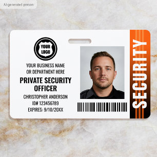 Badge Logo photo agent de sécurité privée orange