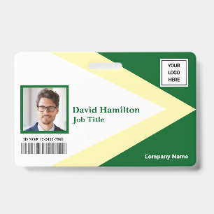 Badge Logo photo code-barres géométrique vert blanc jaun