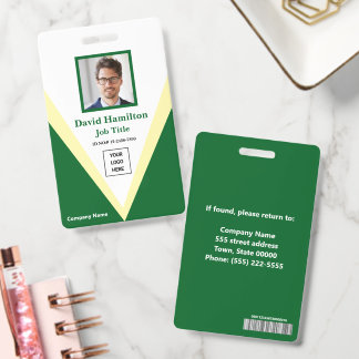 Badge Logo photo code-barres géométrique vert blanc jaun