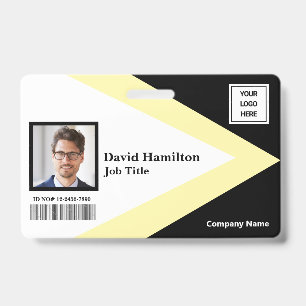 Badge Logo photo code-barres noir blanc jaune géométriqu