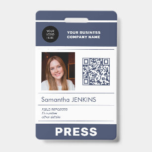 Badge Logo photo code QR carte de presse ID