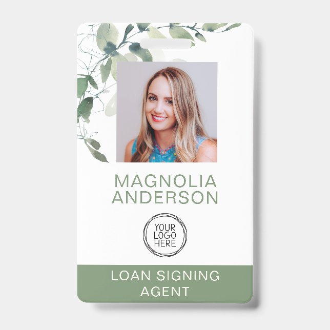 Badge Logo photo de l'employé d'Eucalyptus Code à barres (Avant)