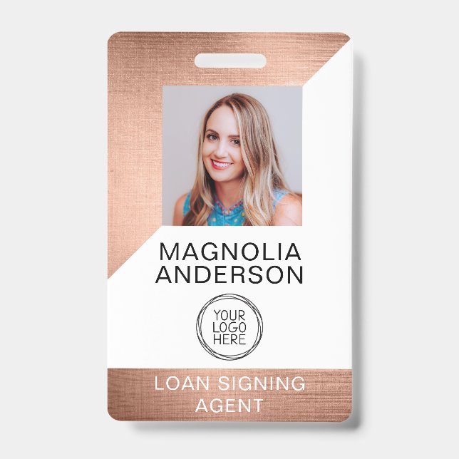 Badge Logo photo de l'employé en métal brossé Nom du cod (Face)