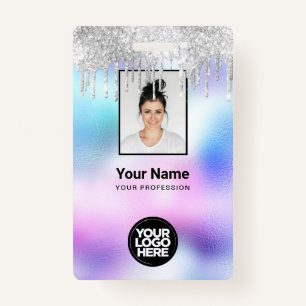 Badge Logo photo de l'employé - Parties scintillant holo