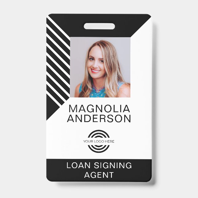 Badge Logo photo de l'employé personnalisé Code à barres (Avant)