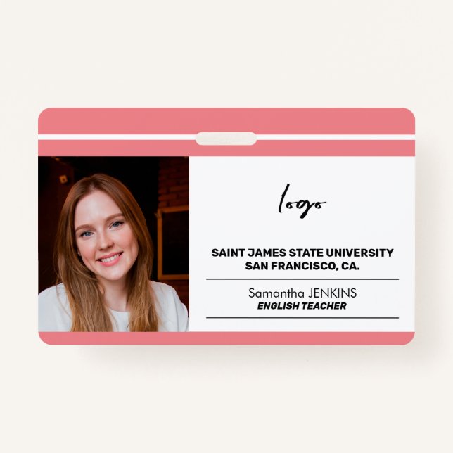 Badge Logo photo de l'employé personnalisé et modèle de  (Devant)
