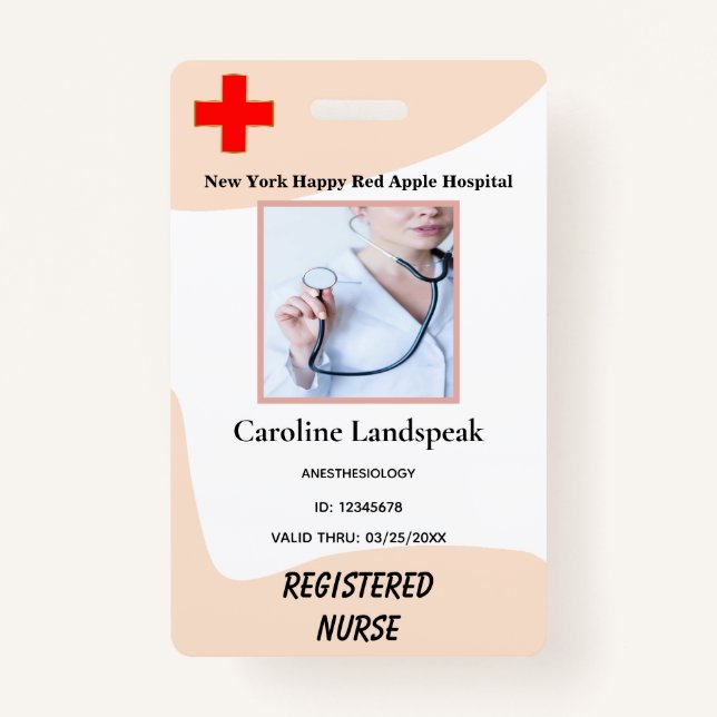 Badge Logo photo de l'employé Rose voilé pour l'infirmiè (Devant)