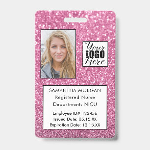 Badge Logo photo de Parties scintillant rose chic ID emp
