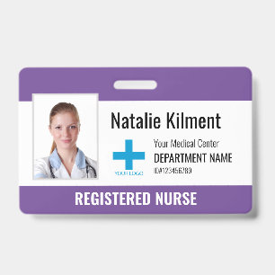 Badge Logo Photo Nom de l'employé de l'hôpital Violet Po