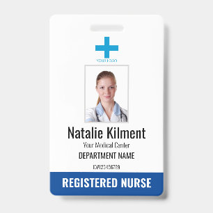 Badge Logo Photo Nom Employé de l'Hôpital Bleu et Blanc