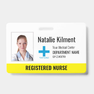 Badge Logo Photo Nom Employé de l'Hôpital Jaune et Blanc