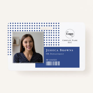 Badge Logo photo simple moderne QR Barcode Deep Blue