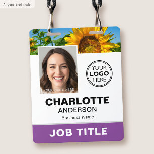 Badge Logo QR violet personnalisé pour entreprise de pho