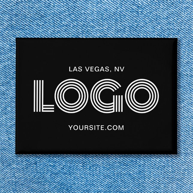 Badge Logo rectangulaire moderne noir et blanc (Black and White Modern Rectangular Logo Button)