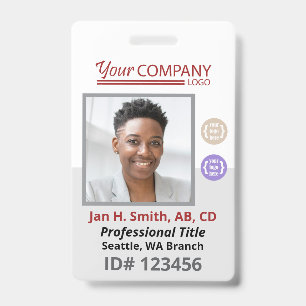 Badge Logo rouge Bourgogne Code QR - ID photo employé