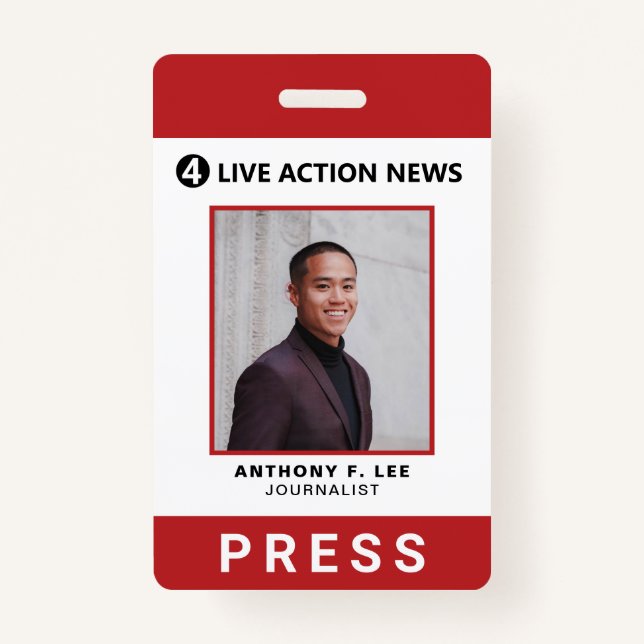 Badge Logo rouge simple Appuyez sur ID photo de l'employ (Devant)