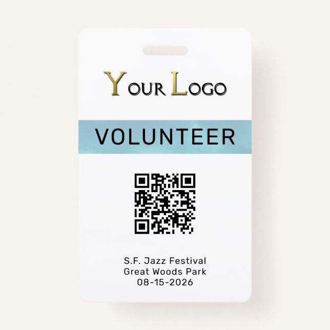 Badge Logo simple et événement de code QR (Devant)