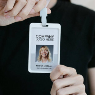 BADGE LOGO SOCIÉTÉ ID EMPLOYÉ PHOTO ARGENT