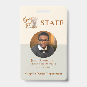 Badge Logo vertical vert professionnel personnalisé