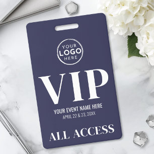 Badge Logo VIP Bleu Marine Événement Toutes Accès
