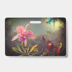 Badge L'orchidée de Cattleya et trois colibris Heade