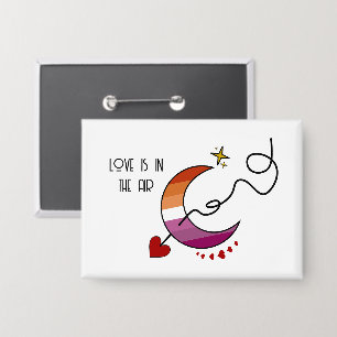 Badge Love Is In The Air Sunset Drapeau Lesbien Bouton
