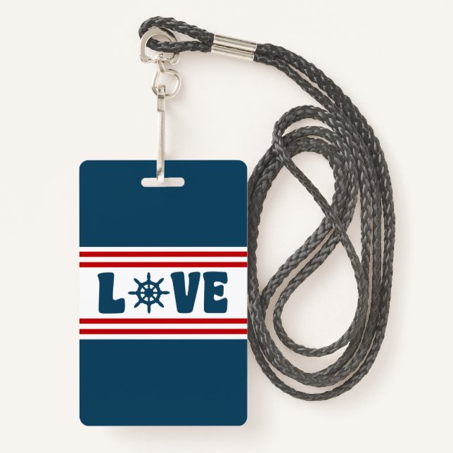 Badge Love nautique design (Devant avec lanière)