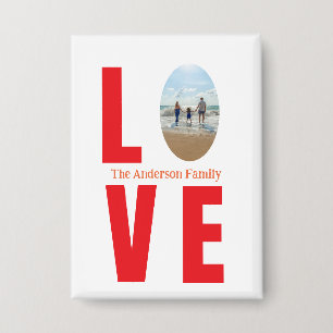 Badge Love rouge famille photo ovale forme moderne simpl