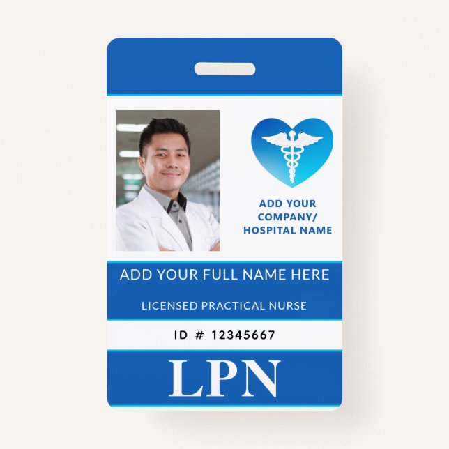 Badge LPN vertical, infirmière pratique autorisée, ID ph (Devant)