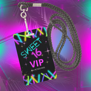 Badge Lueur néon Sweet Sixteen ID760