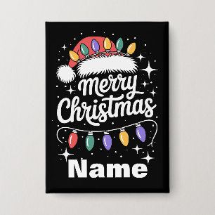 Badge Lumières de Noël Chapeau de Père Noël Cadeau Perso