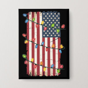 Badge Lumières de Noël Drapeau USA Patriotique Vétéran N
