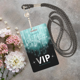 Badge Lumières en Cascade Sweet 16 Turquoise ID790