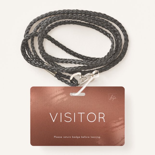 Badge Luxury Stylish Bronze Business Visitor ID (Devant avec lanière)