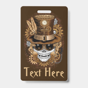 Badge Machine rétro Voodoo à vapeur crâne